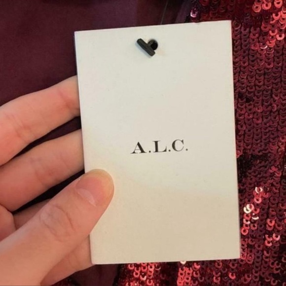 NWT A.L.C. Bordeaux All-Over Sequin Mara Dress Bordeaux - Picture 4 of 4